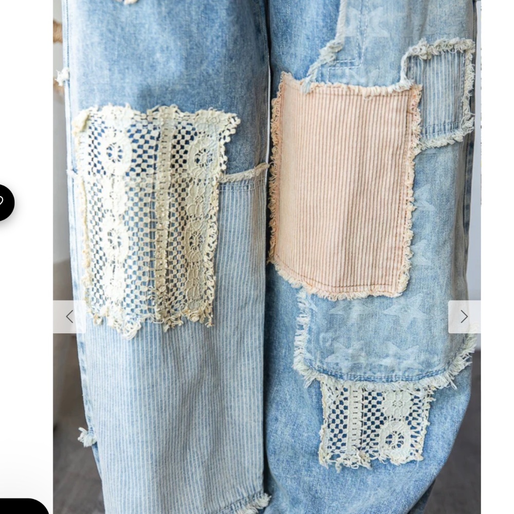 Oli & Hali Light Blue Patchwork Straight Leg Jeans - Picture 4 of 8